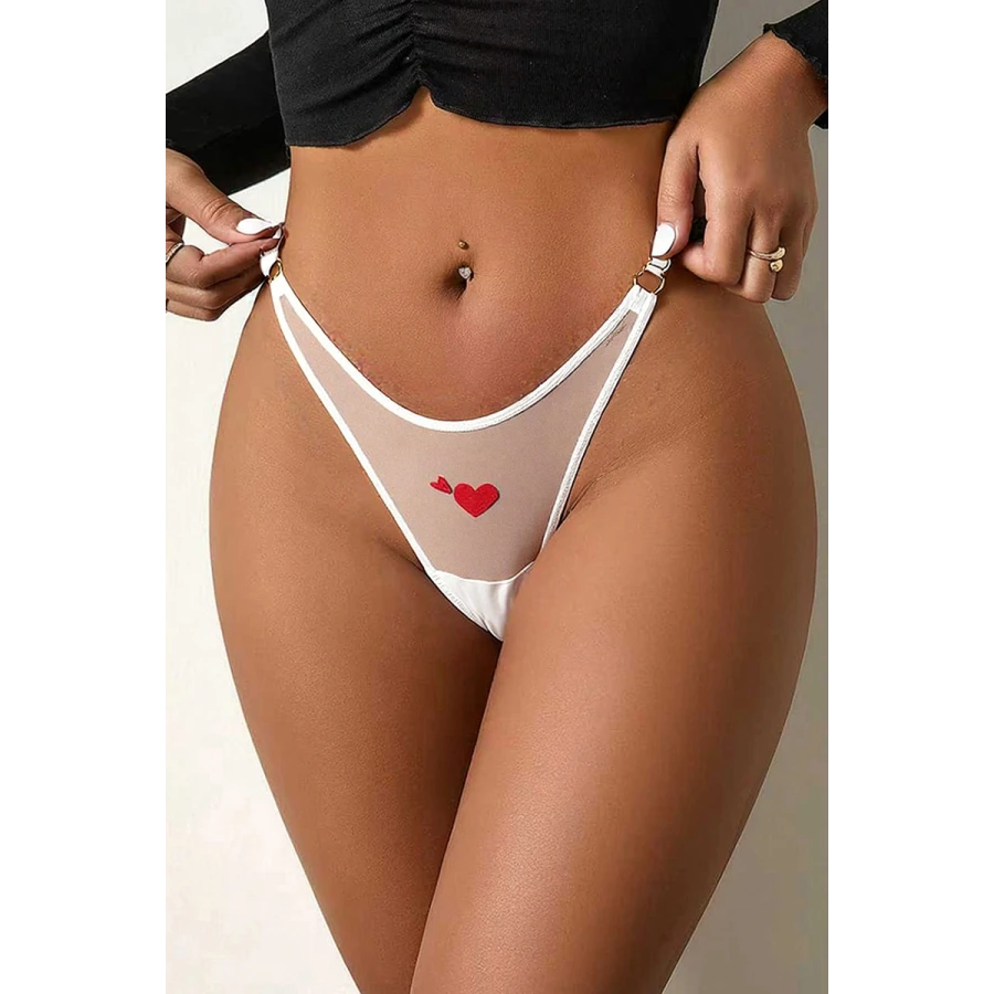String coeur et strass Blanc - Litolu Lingerie