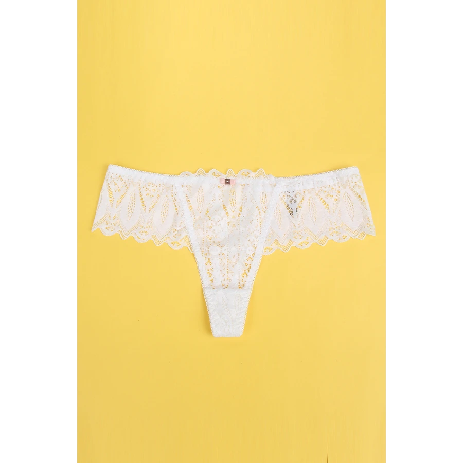 String dentelle dos lacé Blanc - Litolu Lingerie