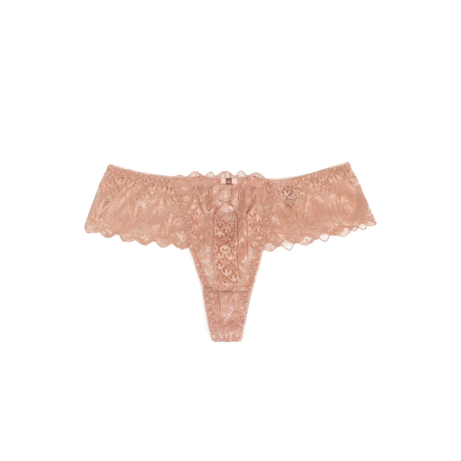 String dentelle dos lacé Rose - Litolu Lingerie