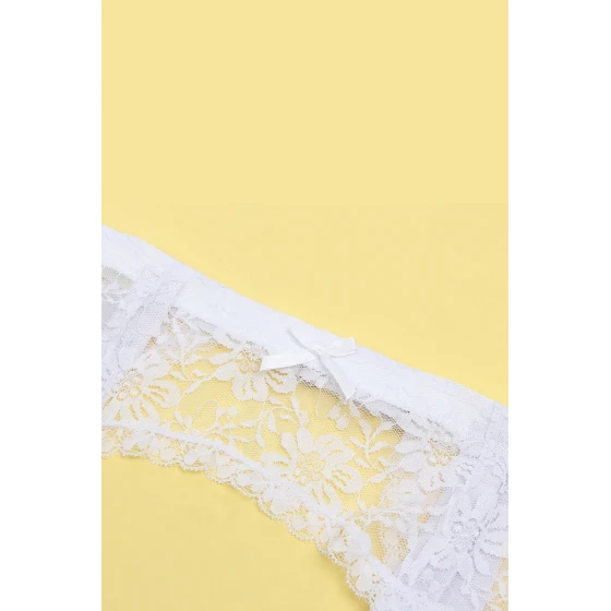 Porte-jarretelles et string Blanc - Litolu Lingerie