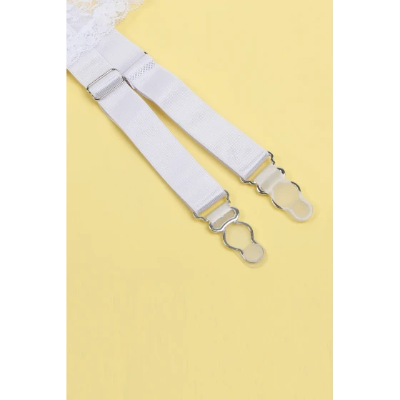 Porte-jarretelles et string Blanc - Litolu Lingerie