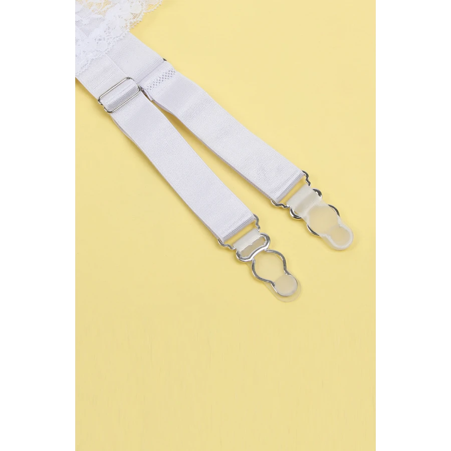 Porte-jarretelles et string Blanc - Litolu Lingerie