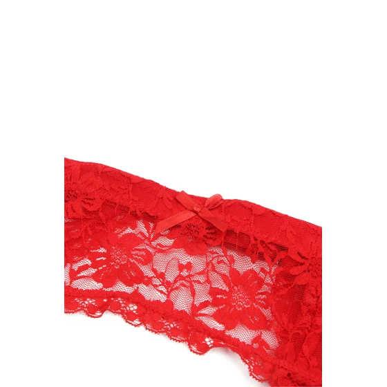 Porte-jarretelles et string Rouge - Litolu Lingerie
