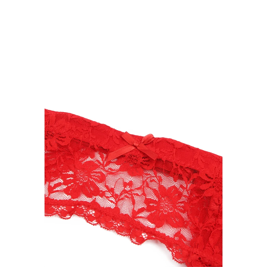 Porte-jarretelles et string Rouge - Litolu Lingerie