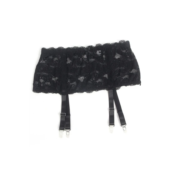 Porte-jarretelles dentelle large Noir - Litolu Lingerie