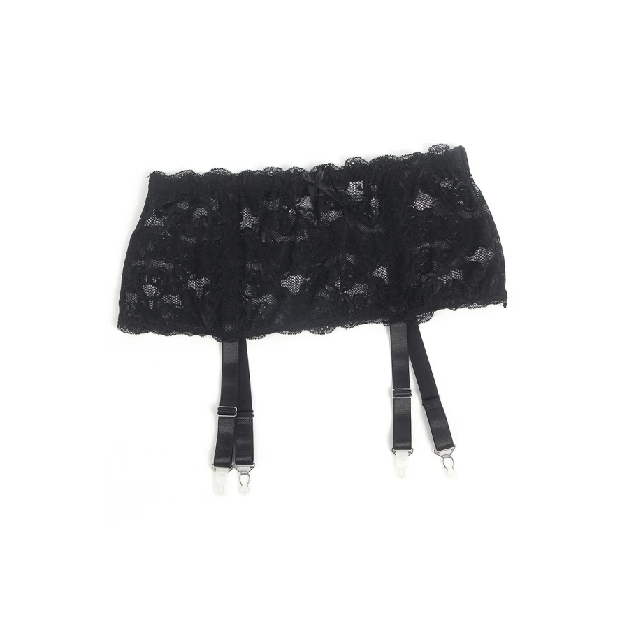 Porte-jarretelles dentelle large Noir - Litolu Lingerie