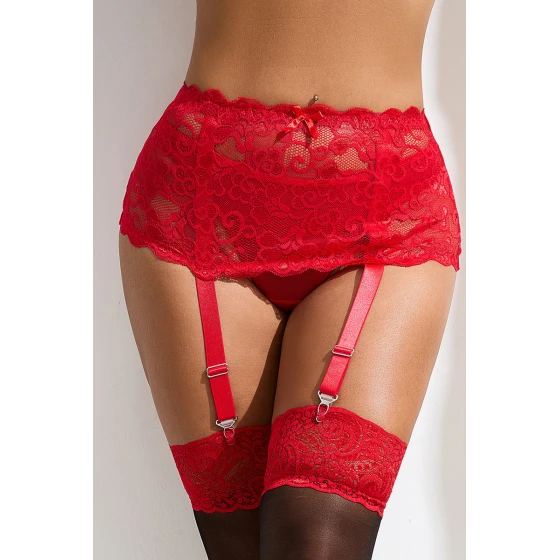 Porte-jarretelles dentelle large Rouge - Litolu Lingerie