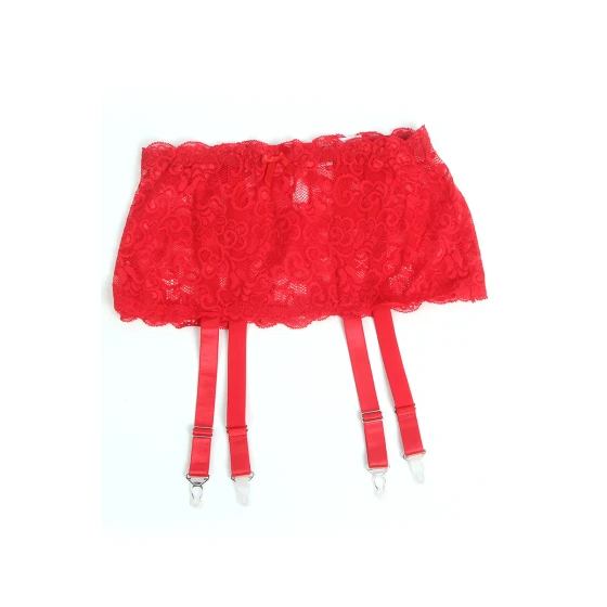 Porte-jarretelles dentelle large Rouge - Litolu Lingerie
