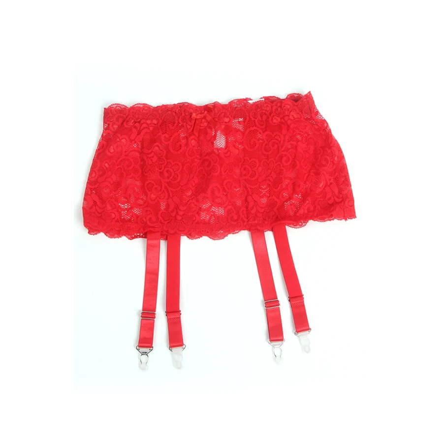 Porte-jarretelles dentelle large Rouge - Litolu Lingerie