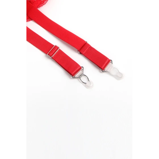 Porte-jarretelles dentelle large Rouge - Litolu Lingerie