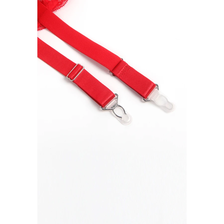 Porte-jarretelles dentelle large Rouge - Litolu Lingerie