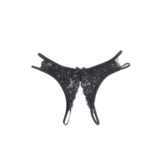 String ouvert dentelle Noir - Litolu Lingerie