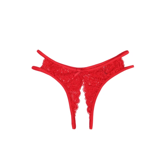 String ouvert dentelle Rouge - Litolu Lingerie