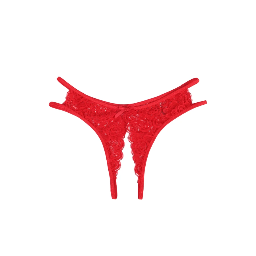 String ouvert dentelle Rouge - Litolu Lingerie