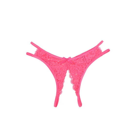 String ouvert dentelle Rose - Litolu Lingerie