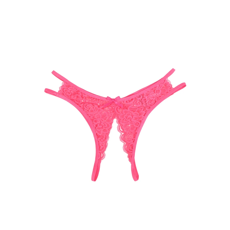 String ouvert dentelle Rose - Litolu Lingerie