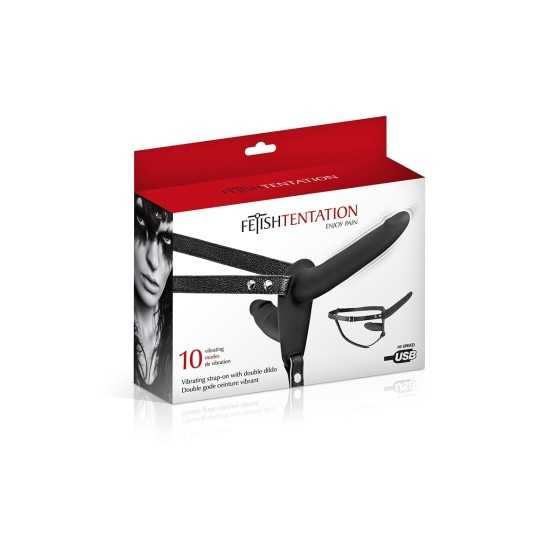 Double gode ceinture noir vibrant - Fetish Tentation Double gode ceinture noir vibrant - Fetish Tentation