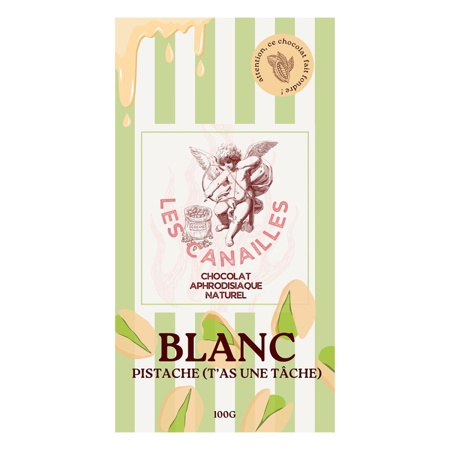 Chocolat blanc pistache - Tablette 100g - Les canailles Chocolat blanc pistache - Tablette 100g - Les canailles