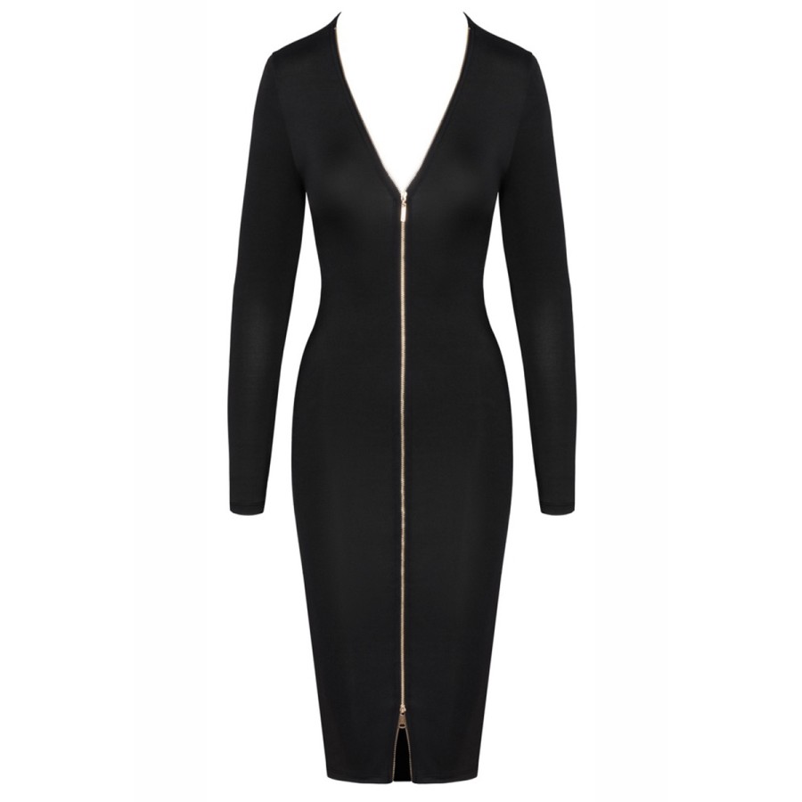 Robe noire midi à manches longues - Cotelly Party