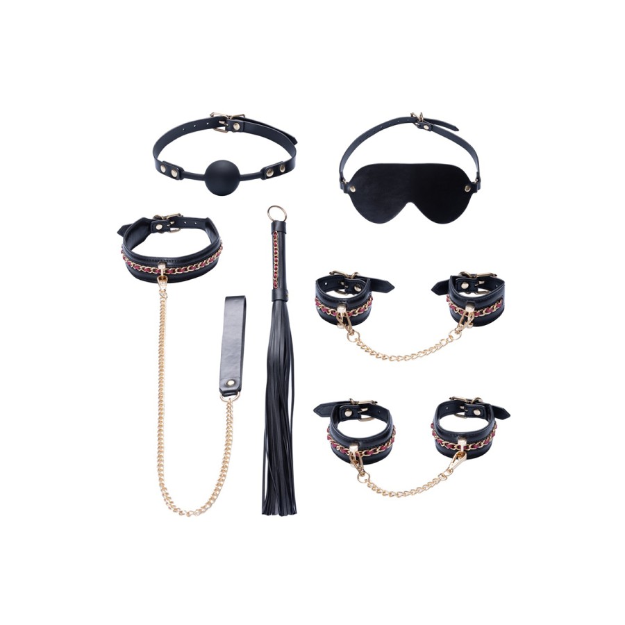 Ensemble 7 pièces Fetish SM noir - Bad Kitty 