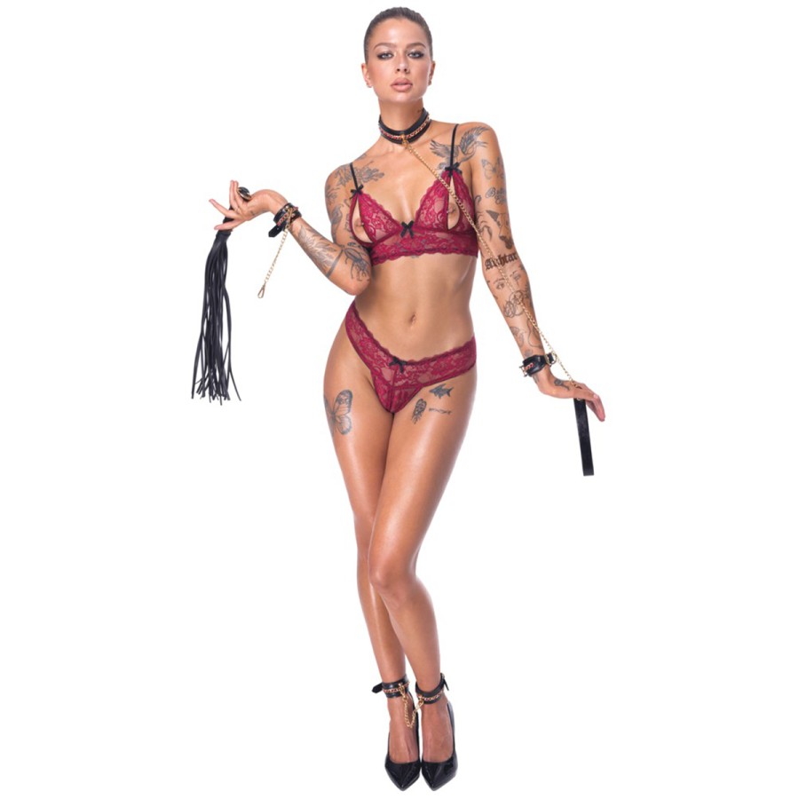 Ensemble 7 pièces Fetish SM noir - Bad Kitty 