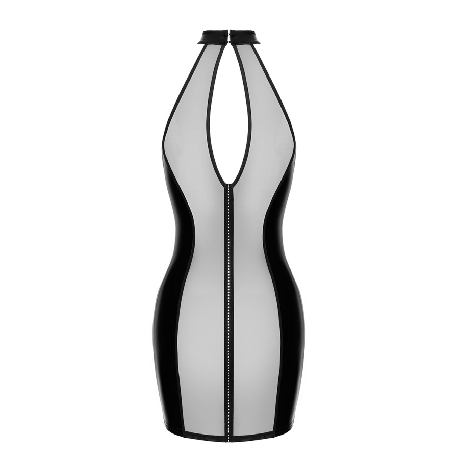 Mini robe tulle et wetlook Luxuria F370 - Noir Handmade