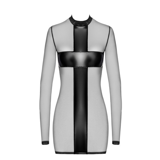 Mini robe tulle et wetlook Crossfire F369 - Noir Handmade