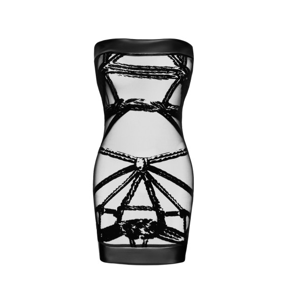 Mini robe floquée à épaules nues Bondesque F359 - Noir Handmade Mini robe floquée à épaules nues Bondesque F359 - Noir Handmade