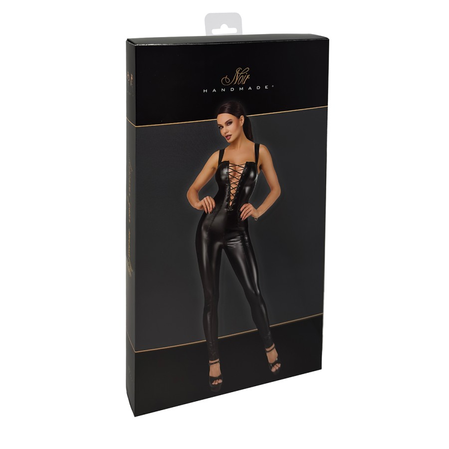 Combinaison lacée en wetlook Vixen F362 - Noir Handmade