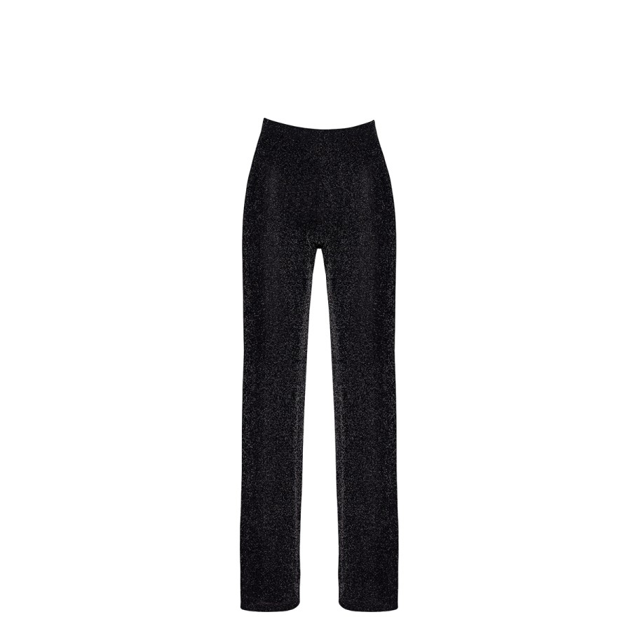 Pantalon en maille pailletée Onyx F374 - Noir Handmade