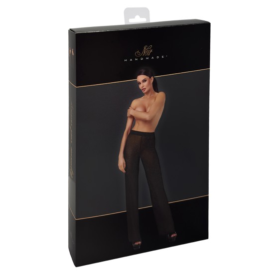 Pantalon en maille pailletée Onyx F374 - Noir Handmade