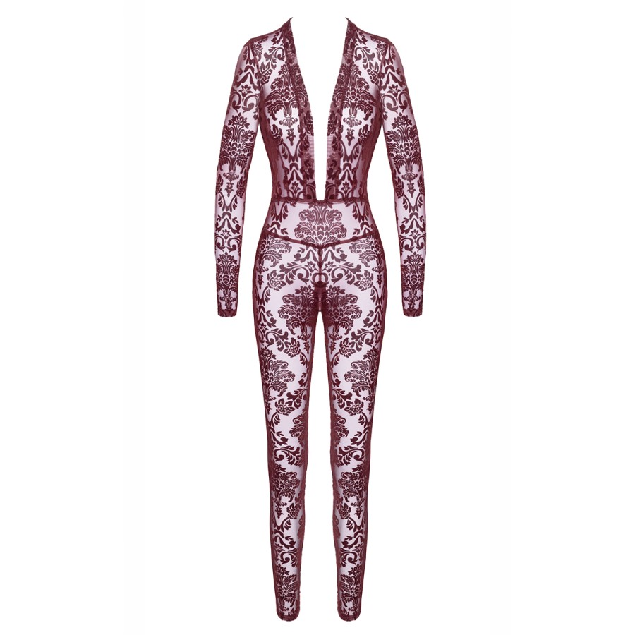 Combinaison en tulle floqué Kink Royal F382 - Noir Handmade