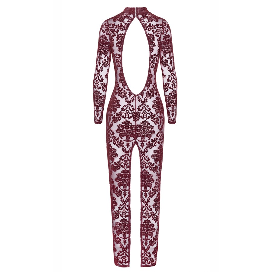 Robe fendue en tulle floqué Kink Royal F383 - Noir Handmade