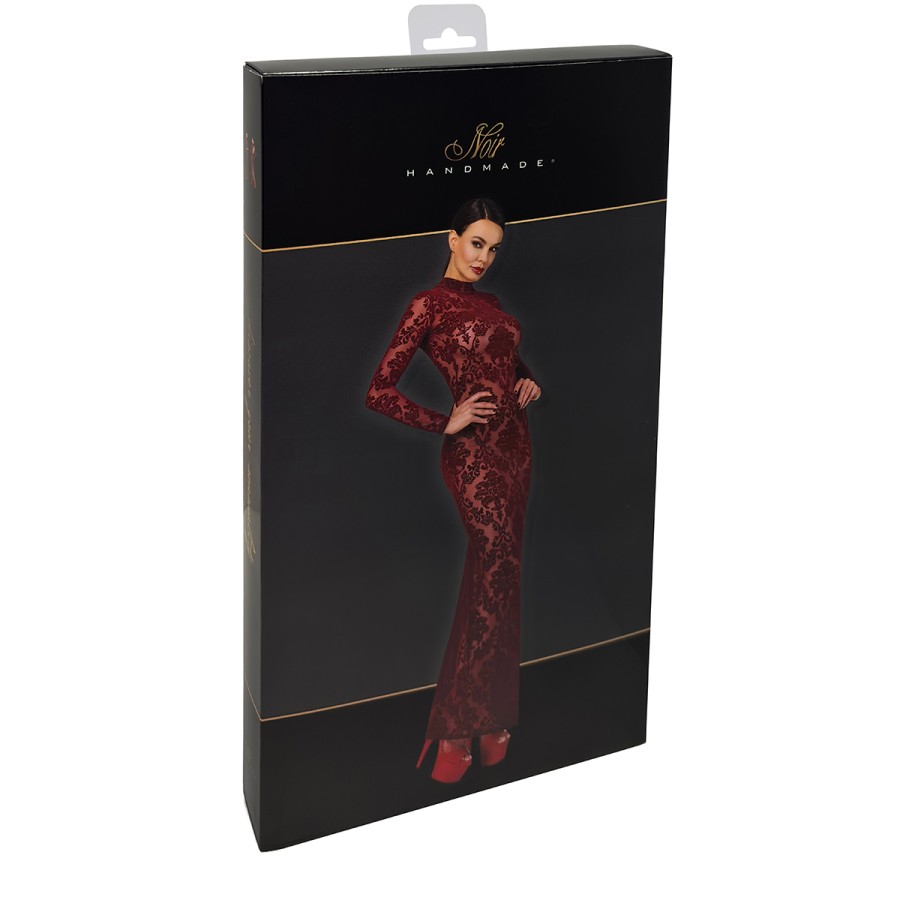 Robe fendue en tulle floqué Kink Royal F383 - Noir Handmade