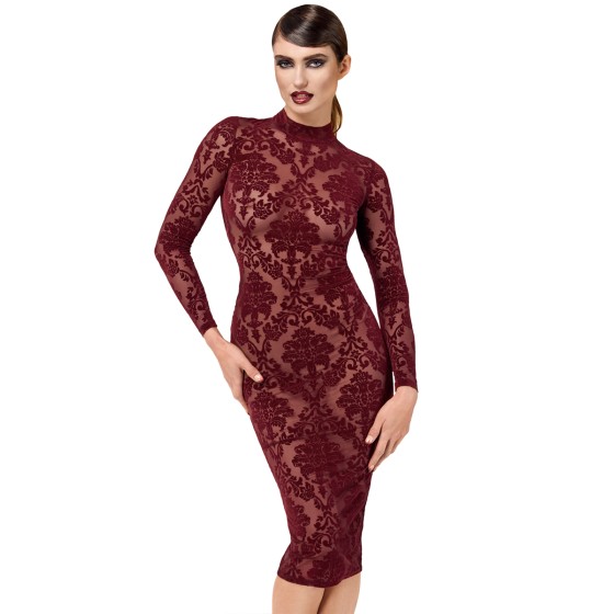 Robe fourreau en tulle floqué Kink Royal F384 - Noir Handmade