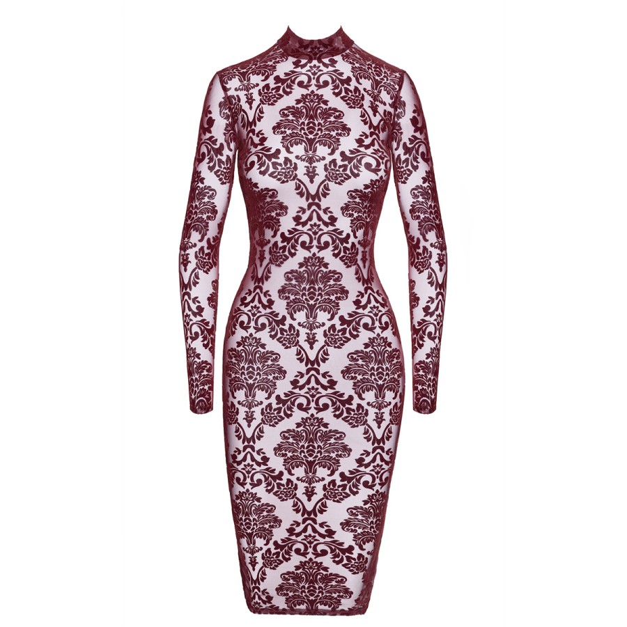 Robe fourreau en tulle floqué Kink Royal F384 - Noir Handmade