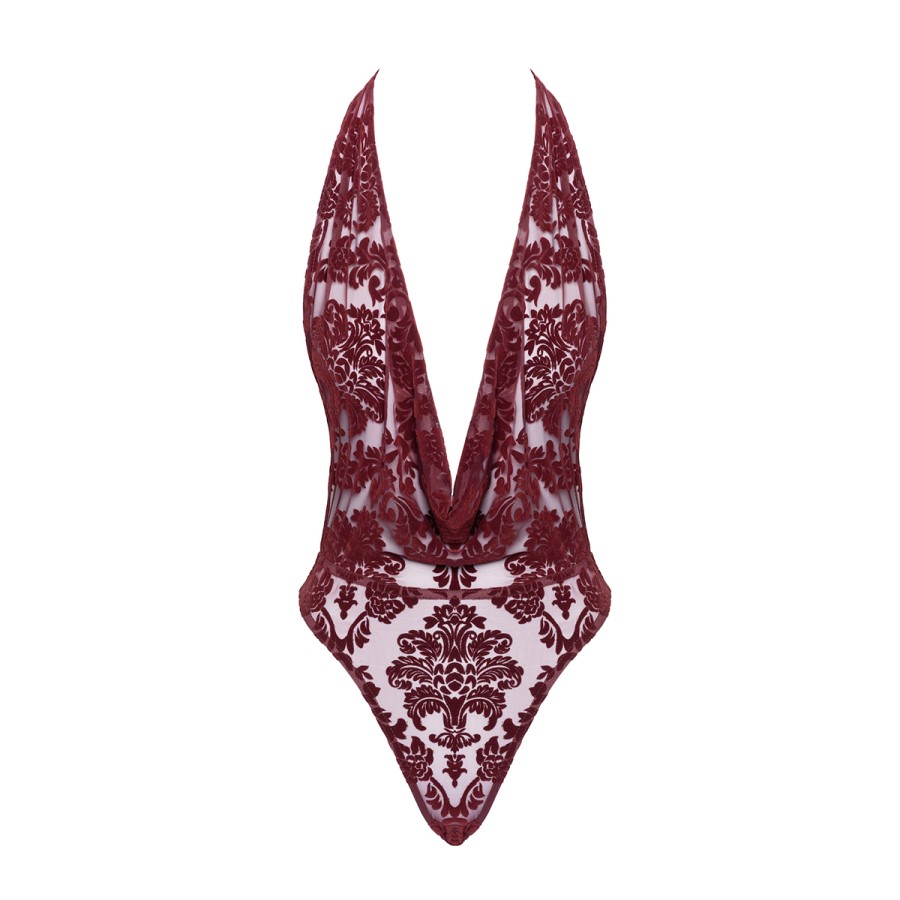 Body en tulle floqué Kink Royal F386 - Noir Handmade