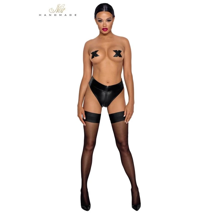 Culotte tanga zipée en wetlook F260