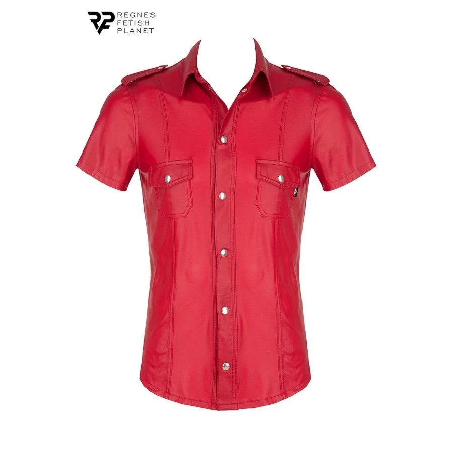 Chemise manches courtes wetlook rouge Carlo - Regnes