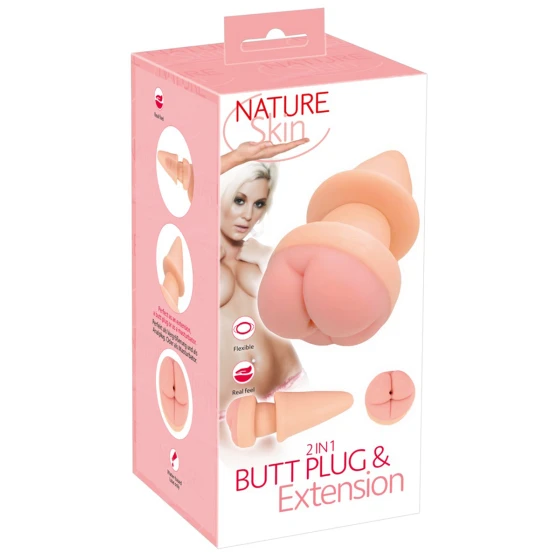 Extension de pénis + plug anal - Nature Skin Extension de pénis + plug anal - Nature Skin