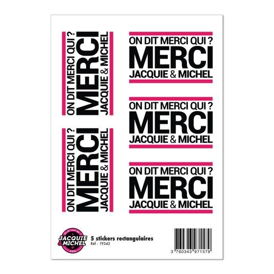 5 stickers J&M blanc logo rectangle