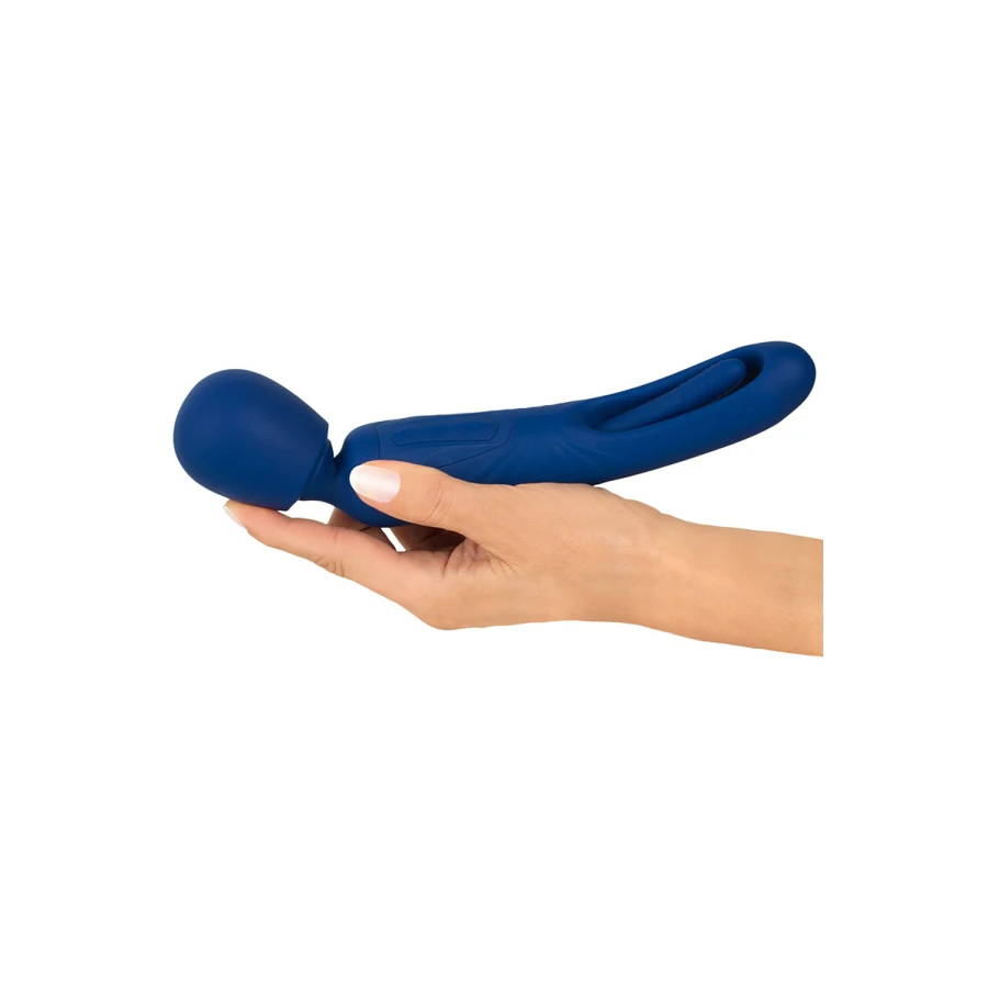 Wand Sweet Smile tenu horizontalement en main, cou flexible et forme du manche avec langue Flicking Tongue