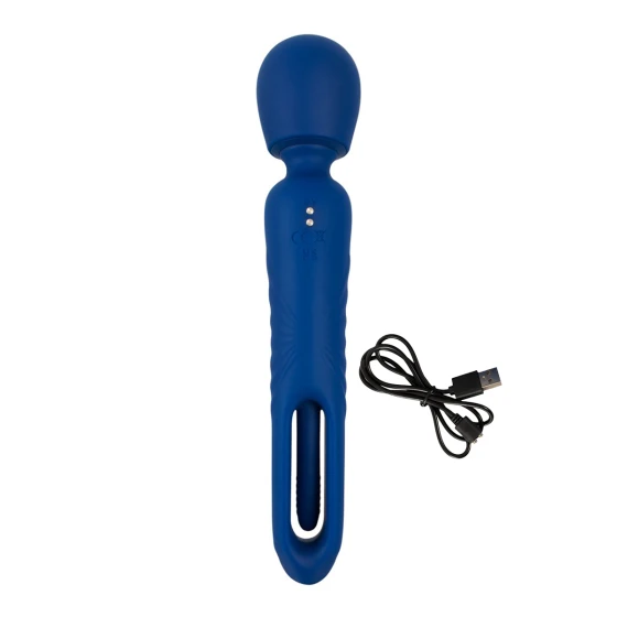 Vibro wand Sweet Smile debout à côté du câble de recharge USB noir fourni