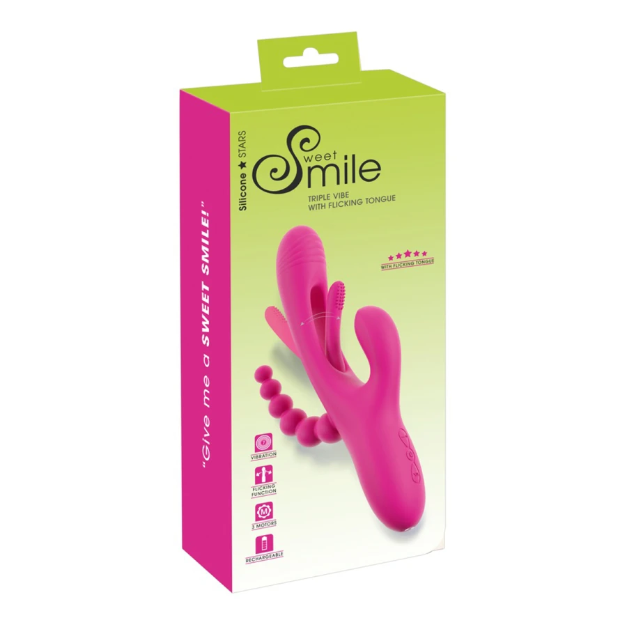 Triple vibro avec langue oscillante - Sweet Smile