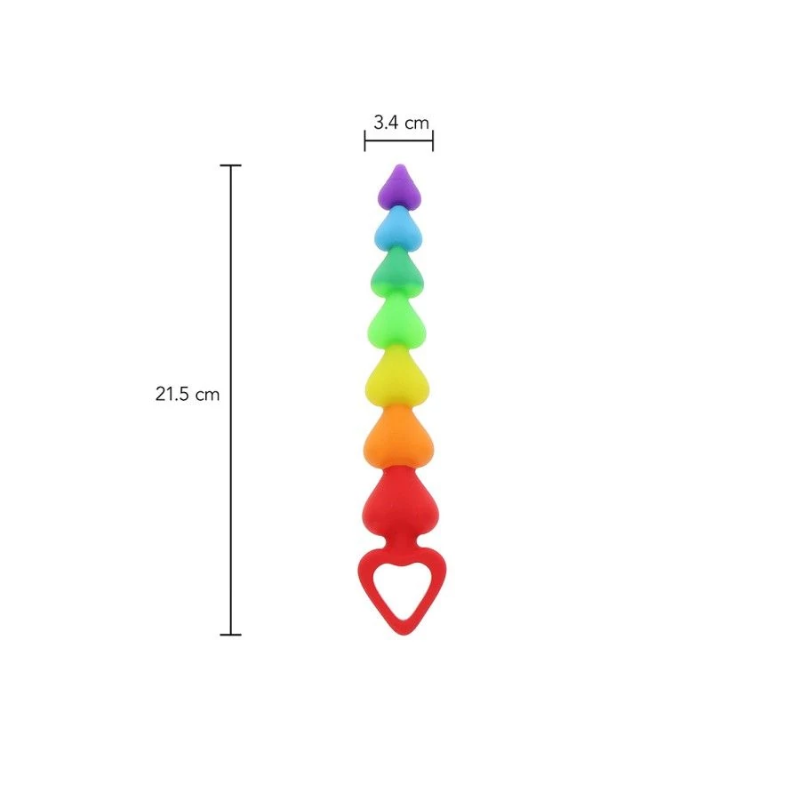 Stimulateur anal Rainbow Heart Beads - Toyjoy